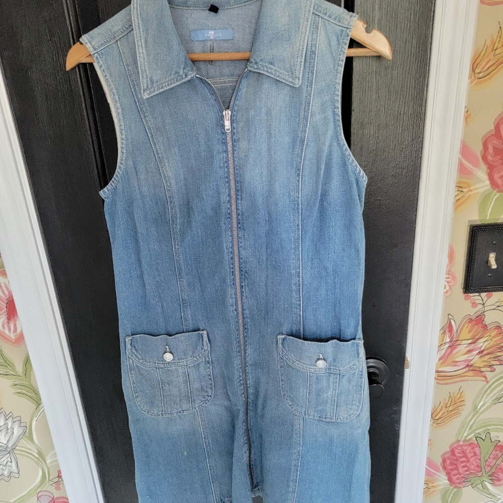 Denim zip front dress